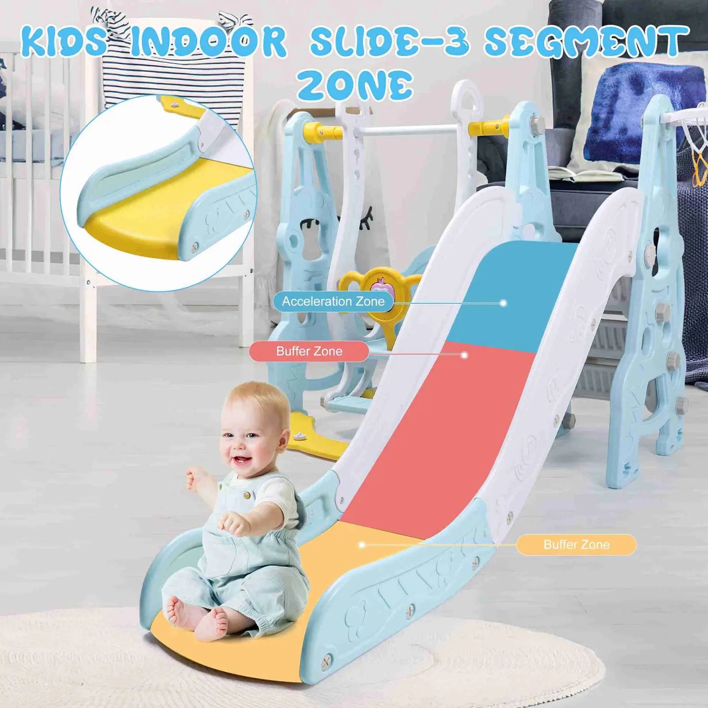 π 4-in-1 Toddler Playground Set β Swing, Slide, Climber & Basketball Hoop | Indoor/Outdoor Playset for