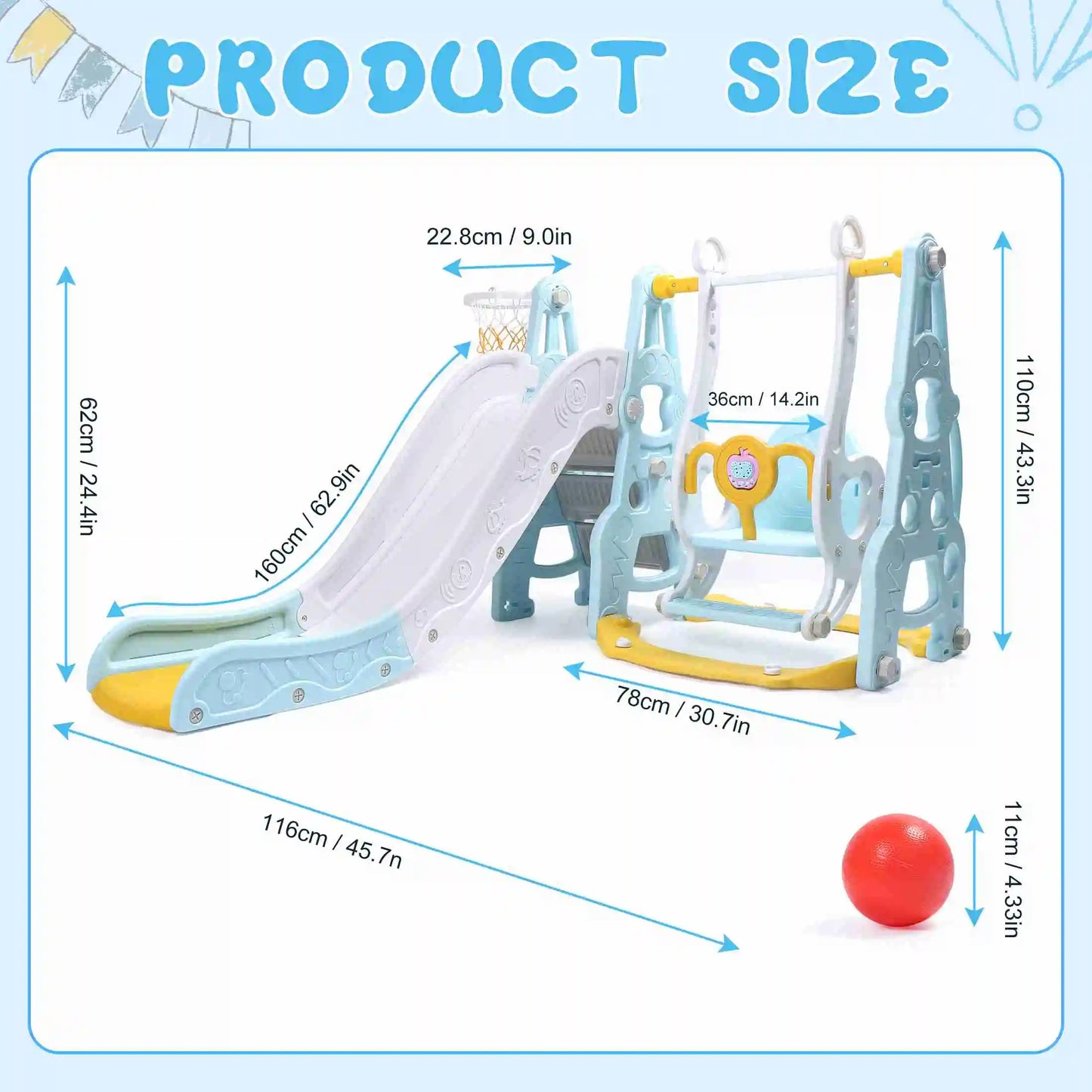 π 4-in-1 Toddler Playground Set β Swing, Slide, Climber & Basketball Hoop | Indoor/Outdoor Playset for