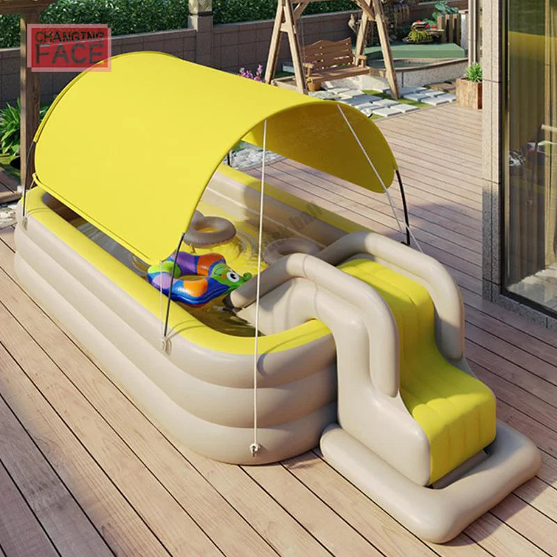 🏖️ Large Inflatable Family Pool with Slide – Summer Outdoor Water Play Set for Kids & Adults