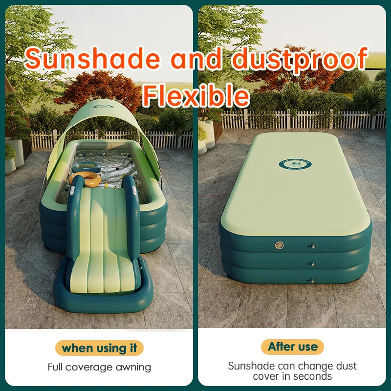 🏖️ Large Inflatable Family Pool with Slide – Summer Outdoor Water Play Set for Kids & Adults