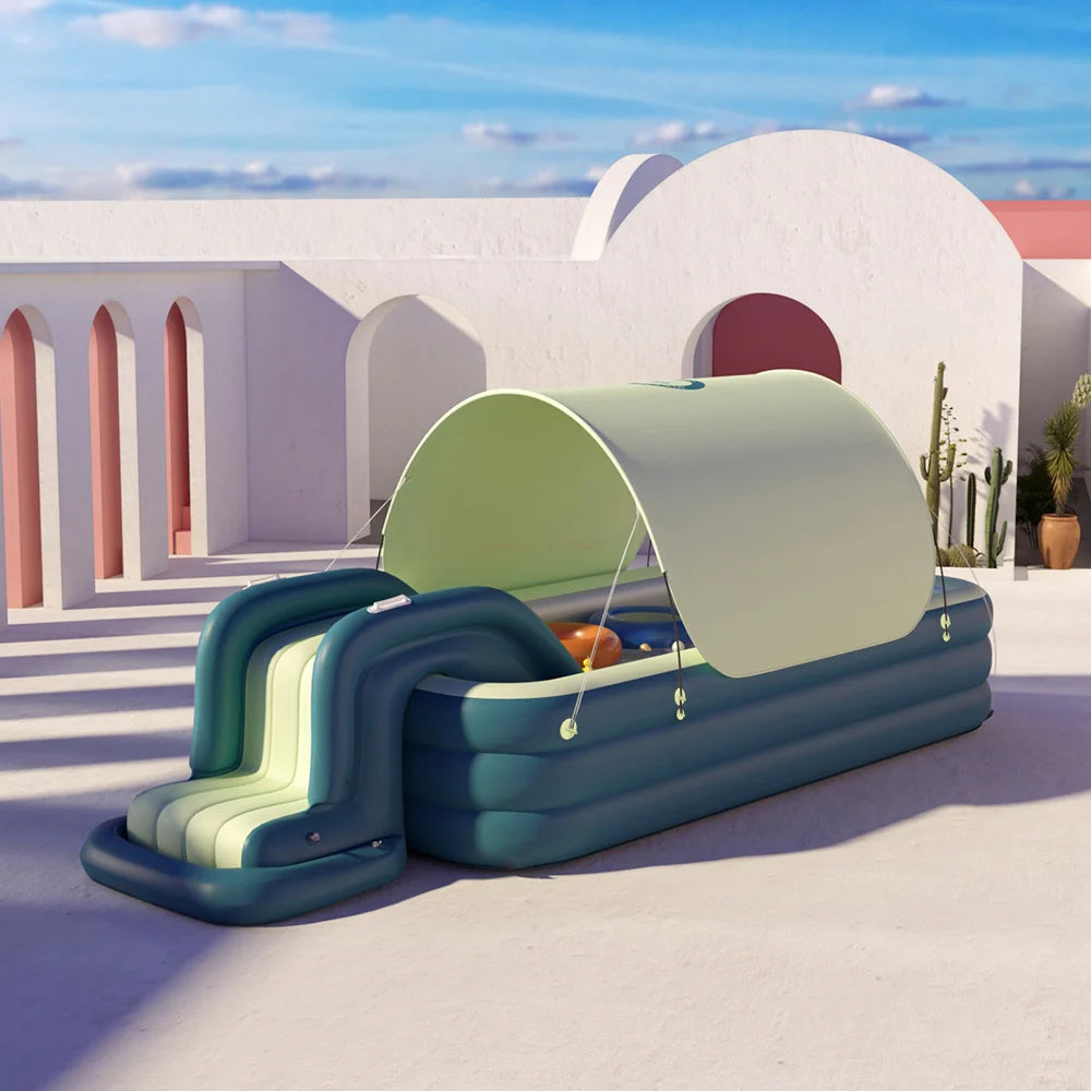 🏖️ Large Inflatable Family Pool with Slide – Summer Outdoor Water Play Set for Kids & Adults